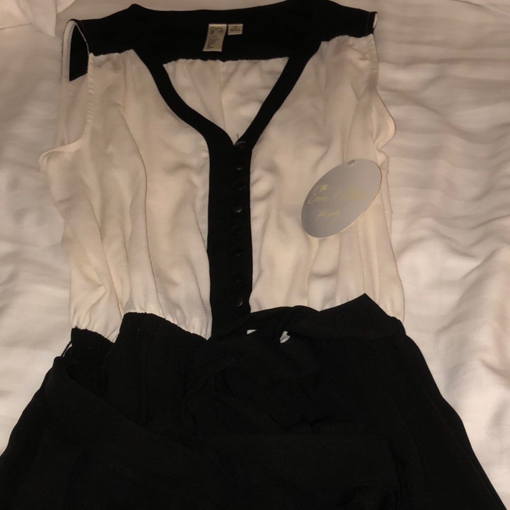 Classic Black & White Statement Jumpsuit Like new